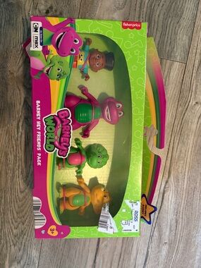 Fisher-Price Barney's World Four Figure Set - Pink, Green, Orange, Brown